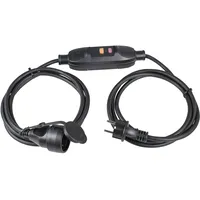 as - Schwabe as Schwabe PRCD Verlängerungskabel mit Personenschutz-Zwischenschalter, 2 x 1,5m H07RN-F 3G1,5, Auslösezeit 30ms, Schutzkontaktkupplung, IP44, 230V/16A, Made in Germany, Schwarz, 45222