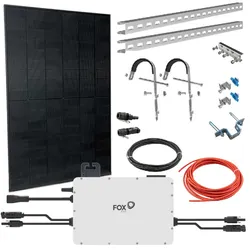 FOX ESS Balkonkraftwerk 0% MwSt §12 III UstG mit 430W Solarpanel, Fassaden-Halte...
