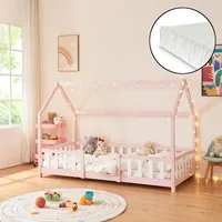 [en.casa] Kinderbett Sisimiut mit Matratze 90x200 cm Rosa / Weiß