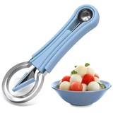 Melonen-Baller-Set,Multifunktion Obst Werkzeug Küchenhelfer Set 4 in 1 Melon Ball Fruit Scoop Cutter Set, Fruchtschnitzmesser,Schnitzmesser für DIY-Obstsalate (blue)