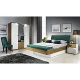 JVmoebel Komplettschlafzimmer Elegantes Schlafzimmer Set in ansprechendem Grünton mit Stauraum, (4-tlg), Made in Europa weiß
