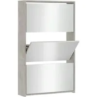 VidaXL Schuhschrank mit Spiegel 3 Fächer Betongrau 63x17x102,5 cm