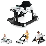 DREAMADE Lauflernhilfe, Babywalker mit Musik, Lichtern, verstellbarer Höhe & Geschwindigkeit, Lauflernwagen mit Flugzeugmotiv, Gehfrei Baby ab 6 Monate (Weiß)