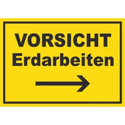 Vorsicht Erdarbeiten mit Richtungspfeil rechts Schild A1 (594x841mm)