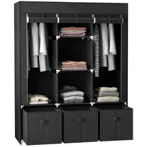 Homcom Stoffschrank, mit Reißverschluss, Kleiderschrank Schwarz,