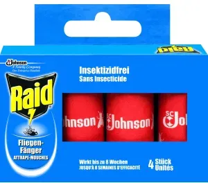 Raid® Fliegen-Fänger Classic, Insektizidfreie Klebefalle für Fliegen, 1 Packung = 4 Stück