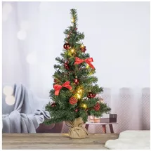 Hi Haushalt International 20 LED Weihnachtsbaum Tannenbaum Christbaum Baum geschmückt rot 75 cm