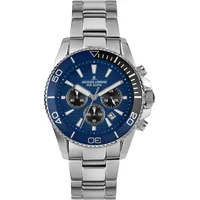 Jacques Lemans Herrenuhr für Taucher Chronograph Edelstahl/Blau