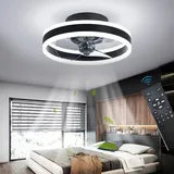Wendbarer Deckenventilator, Leise, Mit Fernbedienung, 6 Geschwindigkeitsstufen, Schlafzimmer-deckenventilator Mit Moderner Beleuchtung, Wohnzimmer-deckenventilator, 24 W Dimmbare Led-deckenventilator,
