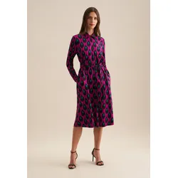 Sommerkleid »Schwarze Rose«, Langarm Kragen Druck, Gr. S (36) - Normalgrößen, pink, , 33727940-36 Normalgrößen