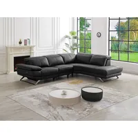 Ecksofa Relaxsofa elektrisch - Ecke rechts - Rindsleder - Schwarz - PUNO II