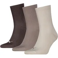 Puma UNISEX LOGO SHORT CREW Socken 3 Paar Braun 39-42