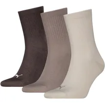 Puma UNISEX LOGO SHORT CREW Socken 3 Paar Braun 39-42