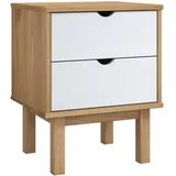 vidaXL Nachtschrank OTTA 45 x 39 x 57 cm Braun/Weiß
