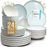 PURE LIVING INTERIOR DESIGN Ibiza Kombiservice 24-tlg. blau-beige