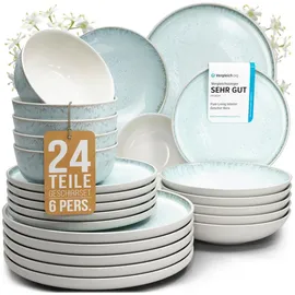 PURE LIVING INTERIOR DESIGN Ibiza Kombiservice 24-tlg. blau-beige