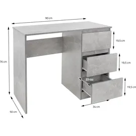 ML-Design Schreibtisch 90x76x50 cm Grau