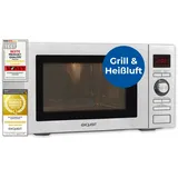 GGV Exquisit Exquisit Mikrowelle mit Grill und Heißluft, 25 Liter, 31,5 cm Drehteller, Timer, 5 Leistungsstufen, klein und platzsparend, 2500 Watt, MW 59025 H-3 | Silber