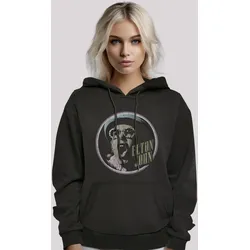 Kapuzenpullover F4NT4STIC "Elton John Vintage Circle", Damen, Gr. M, schwarz, Obermaterial: 65% Baumwolle, 35% Polyester, casual, relaxed fit, Langarm, Pullover, Premium Qualität
