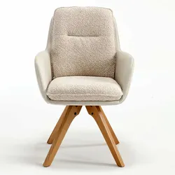 Moderne Esstisch Stühle in Cremeweiss Eichefarben (2er Set)