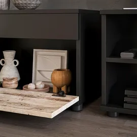 Vicco Vicco, Wohnwand, Wohnzimmerschränke Berno, Schwarz/Sandeiche, 2 Teile (70.80 x 35.30 x 38.90 cm)