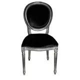 Casa Padrino Barock Esszimmer Stuhl Schwarz / Silber - Designer Stuhl - Luxus Qualität
