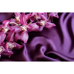 Fototapete PAPERMOON "ORCHIDEEN-SEIDE ART DESIGN ABSTRAKT MUSTER DECOR KUNST", bunt, B:4,00m L:2,60m, Vlies, Tapeten