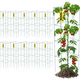 Vevor Tomatenkäfige, 30 x 30 x 117 cm, 10er-Set quadratische Pflanzenstützkäfige, robuste, grüne Tomatentürme aus PVC-beschichtetem Stahl zum Klettern von Gemüse, Pflanzen, Blumen und Früchten
