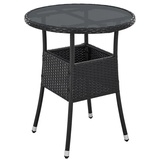 Juskys Runder Polyrattan Gartentisch Yoro rund - wetterfest Outdoor Beistelltisch Ø 60 cm - Schwarz