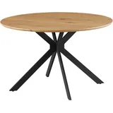 Mid.you Esstisch, Eiche, Metall, Holzwerkstoff, rund, Flachrohr, 120x76x120 cm, Esszimmer, Tische, Esstische, Esstische rund
