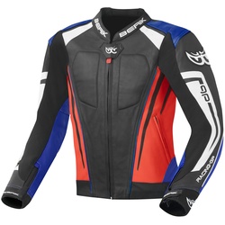 Berik Striper Evo Motorrad Lederjacke, schwarz-rot-blau, Größe 48 für Männer