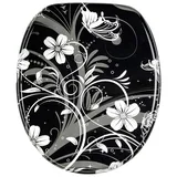 Sanilo WC-Sitz mit Absenkautomatik Motiv Blumen Schwarz