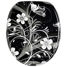 Sanilo WC-Sitz mit Absenkautomatik Motiv Blumen Schwarz