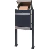MCW Paketkasten mit Standfuß MCW-K41, Paketbox Paketstation Standbriefkasten, Metall ~ Edelstahl verzinkt anthrazit