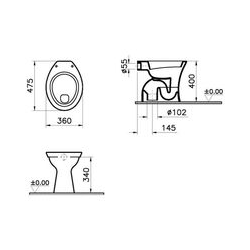 Vitra - Standflachspül WC innen senkrecht Stand Flachspüler weiß Hygiene Glasur 6860L003-1030