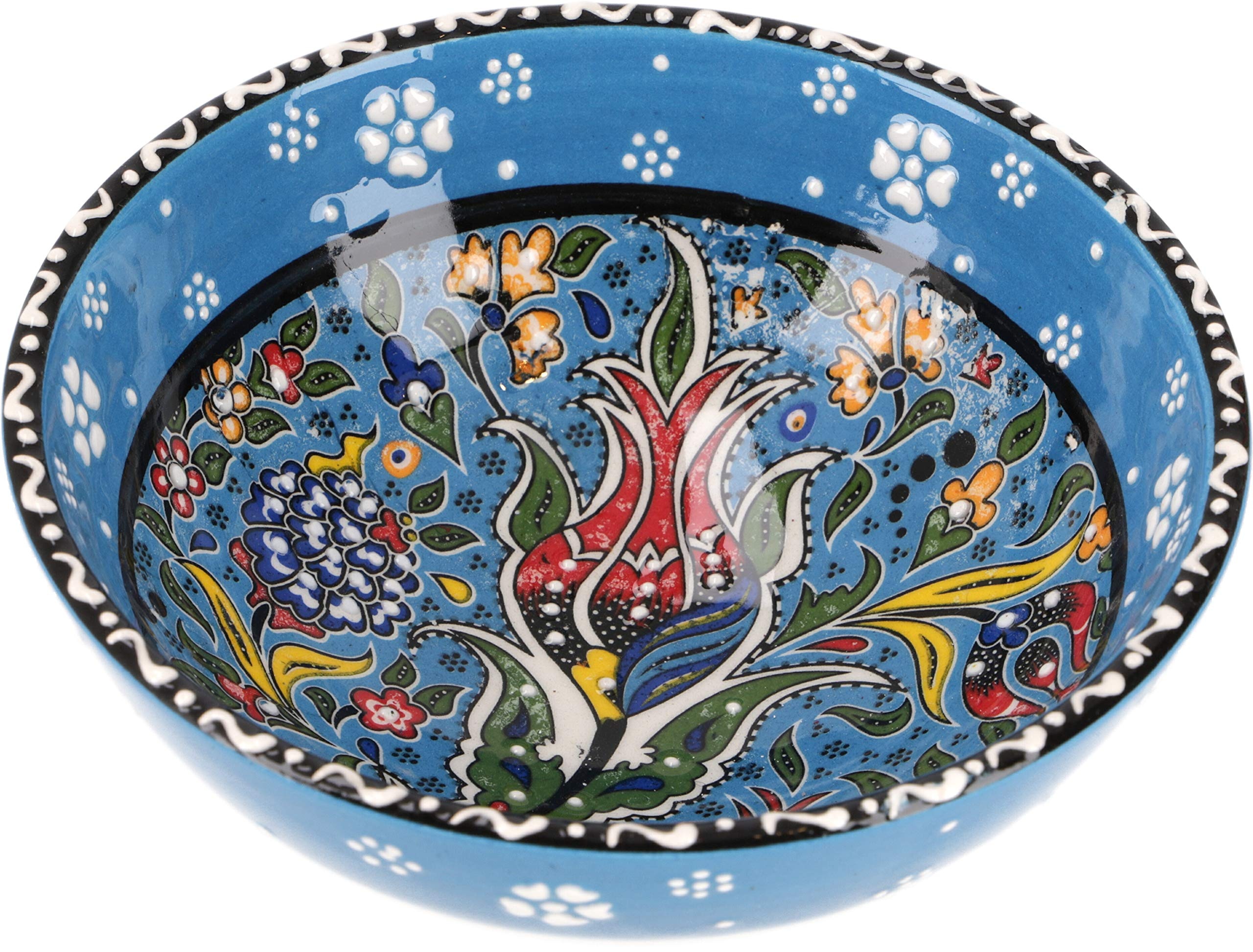 GURU SHOP 1 Stk. Orientalische Keramikschüssel, Schale, Dekoschale, Handbemalt - Ø 12 cm/Modell 24, Blau, Schalen