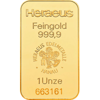 1 Unze Goldbarren Heraeus