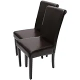 2er-Set Esszimmerstuhl Stuhl Lehnstuhl Lecce II, Leder braun, dunkle Beine