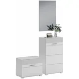 INOSIGN »Malmö, Breite 115cm, MDF Front mit Rillenfräsung, 3-teilig, best. aus:«, (3 St.), Sitzbank, Schuhkommode & Garderobenspiegel