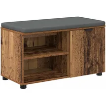 vidaXL Flurbank mit Kissen mit Regal mit Tür 80 x 38 x 46 cm Altholz
