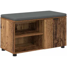 vidaXL Flurbank mit Kissen mit Regal mit Tür 80 x 38 x 46 cm Altholz