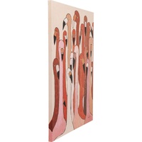 Kare Bild Touched Flamingo Meeting, Rosa/Rot, Leinwandbild, Massivholz Rahmen, Acrylfarbe, handgemalte Details, 120x90x4 cm