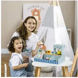 aiyaplay Kaufladensortiment Eisdielen-Spielset mit umfangreichem Zubehör, (Eisladen kinder Holz für 2-5 Jahre Kinder, Hellblau, 1-tlg., Eistheke), 42cm x 20cm x 24,5cm blau|bunt
