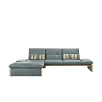 KOINOR Leder-Ecksofa mit Massivholzrahmen aus Wildeiche Humfrey ¦ blau ¦ Maße (cm): B: 314 H: 93 T: 159