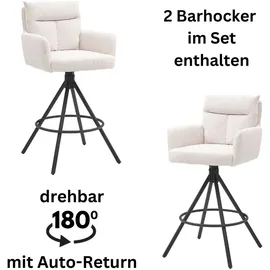 Stolkom Barhocker Sofia 54 x 60 x 103,5 cm Beige/Schwarz
