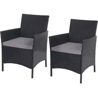 MCW Hamar-S Polyrattan Gartensessel 59 x 60 x 83 cm anthrazit inkl. Kissen 2er Set