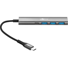 goobay Slim 4-Port, USB-Hub, USB-CTM auf USB-CTM/USB-A, 5 Gbit/s