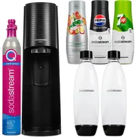 SodaStream Wassersprudler Terra Schwarz 2 Flaschen Sirup QuickConnect Set - Schwarz