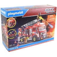 PLAYMOBIL City Action 71233 Feuerwehr mit Sound + Licht Löschfahrzeug mit Leiter