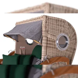 Mr. Deko bene living Strandkorb Komplettset Ammersee Grande XL Teak PE shell Modell 571 inkl. Liftersystem